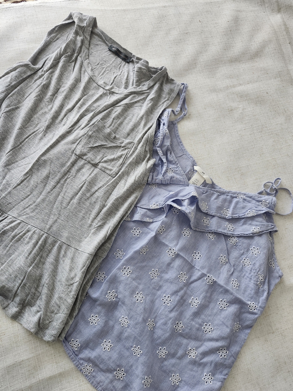 H&M Light Blue Eyelet Ruffle Tank Top